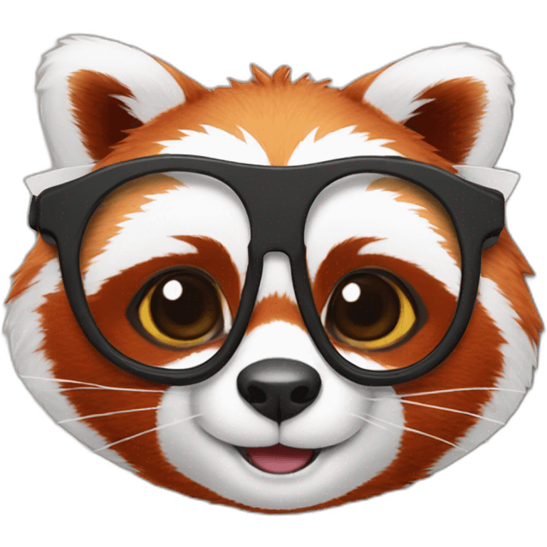 a red panda with glasses holds a piece of paper emoji