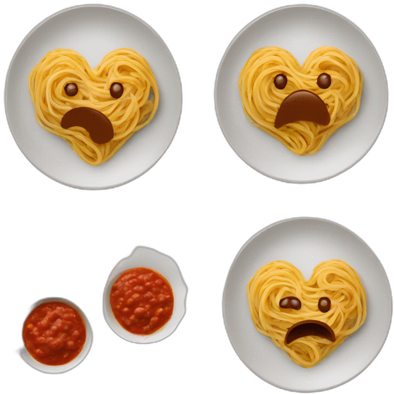 Spaghetti with sauce on heart shape plate emoji