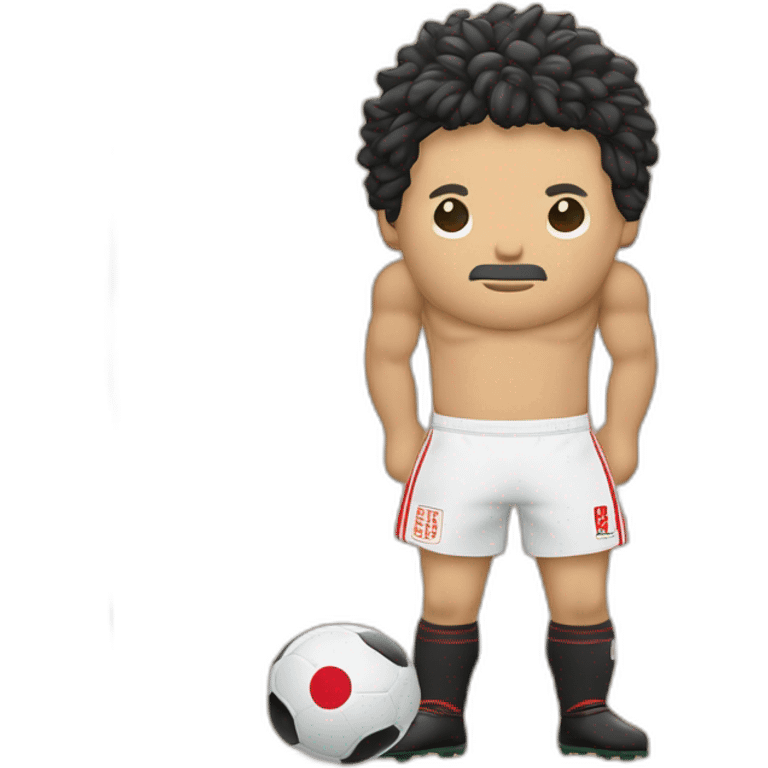 un algérien cheveux bouclé nez long qui porte le maillot de foot du japon avec ecrit "Le hout" dessus emoji