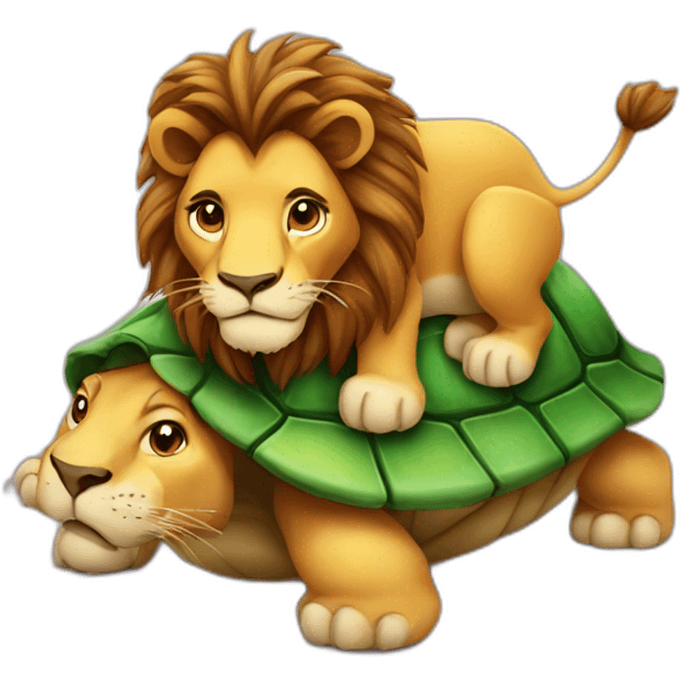 Lion sur tortue emoji