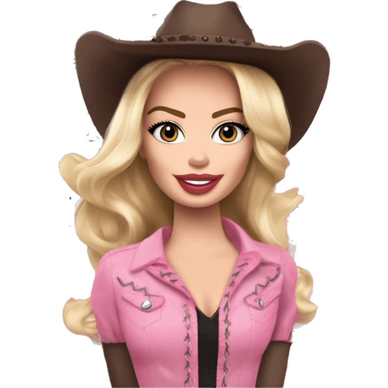 Margot Robbie as Barbie in the cowboy costume  emoji