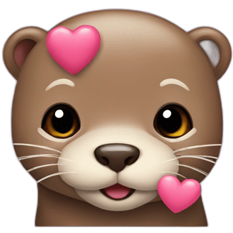 Cute otter in love with hearts emoji