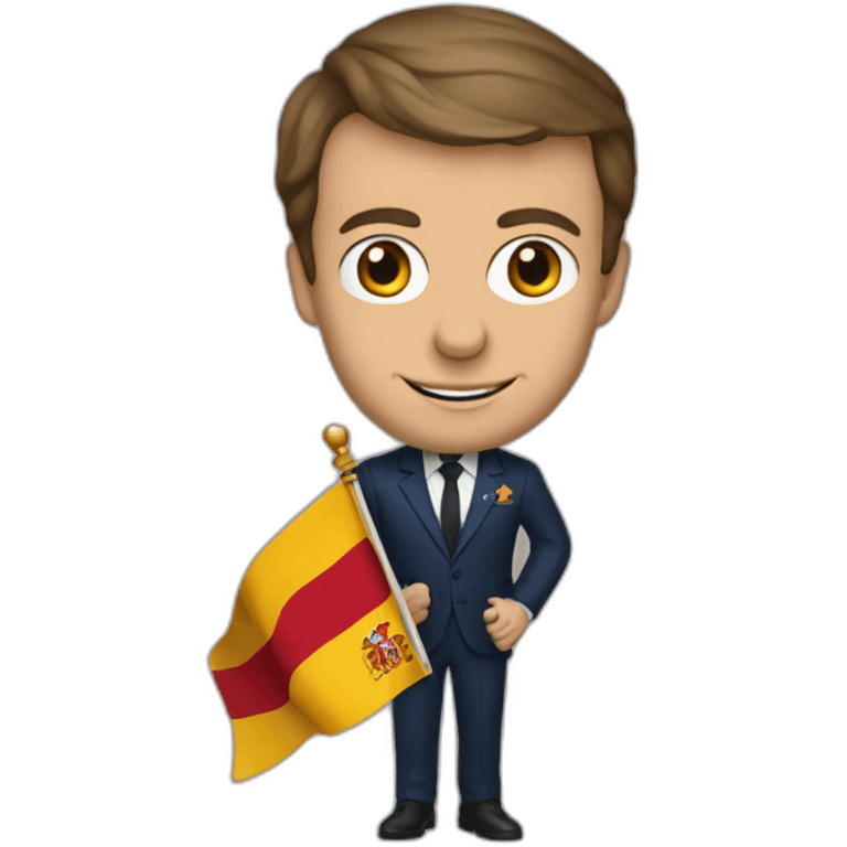 Emanuel Macron holding a spanish flag emoji