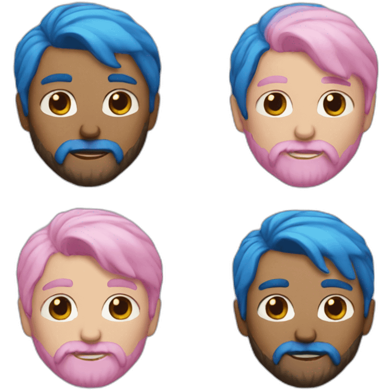 Bearded man blue and pink hair emoji