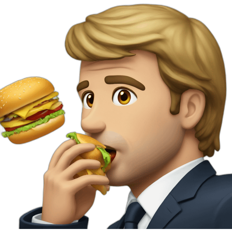 macron eating burger emoji