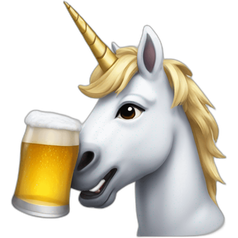 Unicorn drinking beer emoji