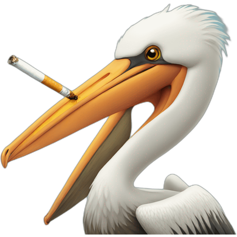 Pelican with a cigarette in its mouth emoji