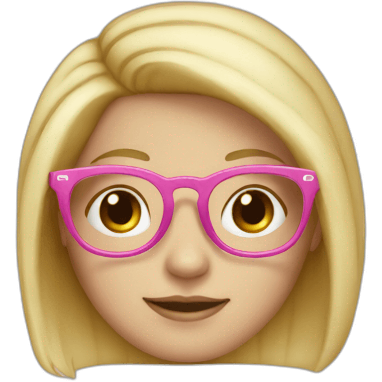 White girl with blond hair and pink glasses emoji