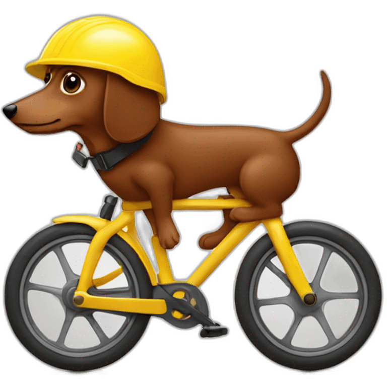 A small brown sausage dog wearing a yellow bike helmet emoji