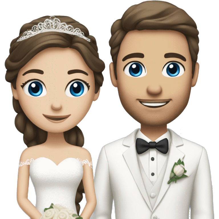 bride blue eyes and groom brunette emoji