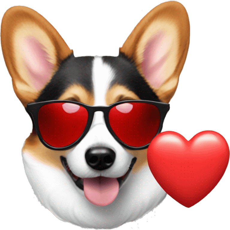 corgi with red heart sunglasses on emoji