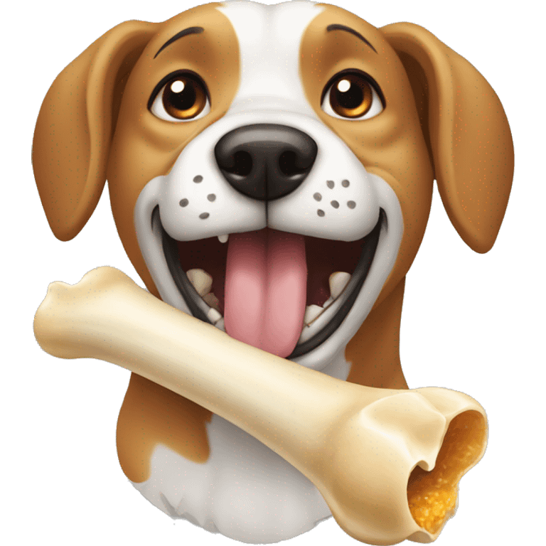 Dog eating a bone emoji