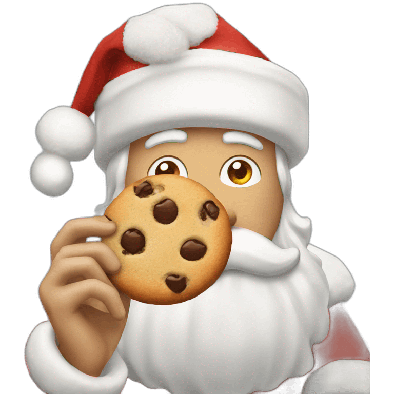 santa claus eating a chocolate chip cookie emoji