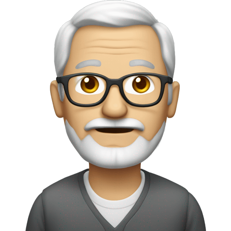 old man with gray hair, very receding hairline, gray mustache, glasses, loves coding emoji