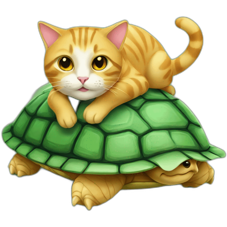 Cat on turtle emoji