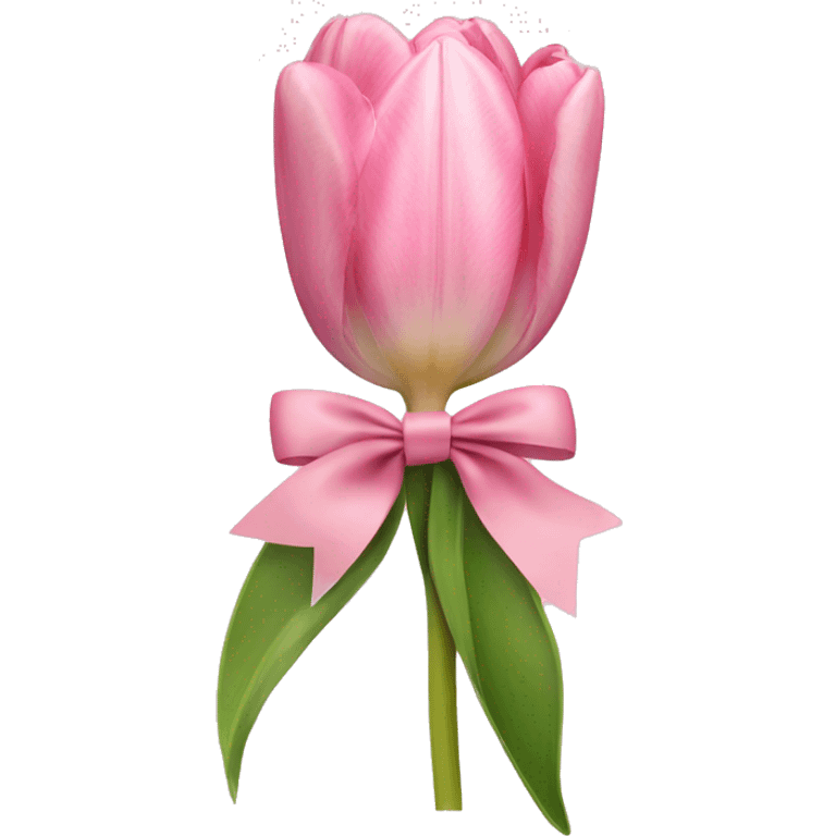 Light Pink tulip bouquet with a bow tied  emoji