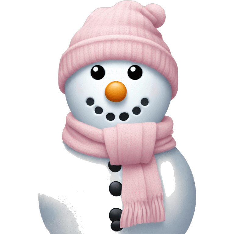 Snowman with light pink scarf and hat emoji