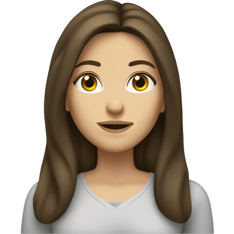 brunette caucasian woman with long hair, writing  emoji