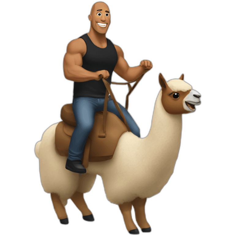 The rock johnson riding a llama emoji