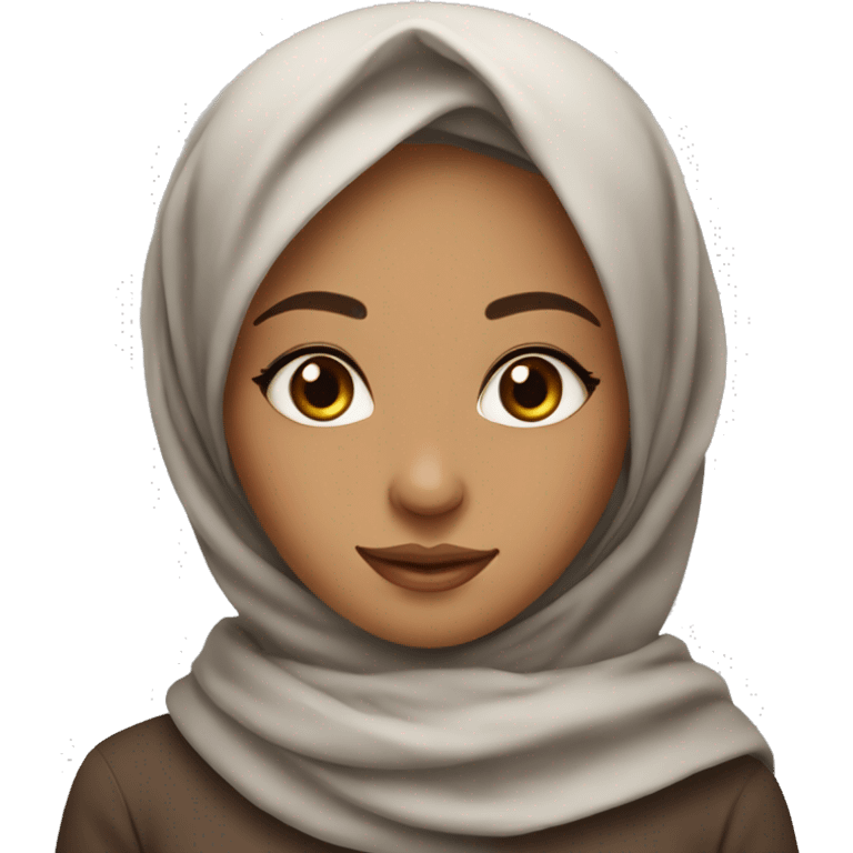 beautiful Muslim girl with a draped scarf and curling edges with brown eyes  emoji