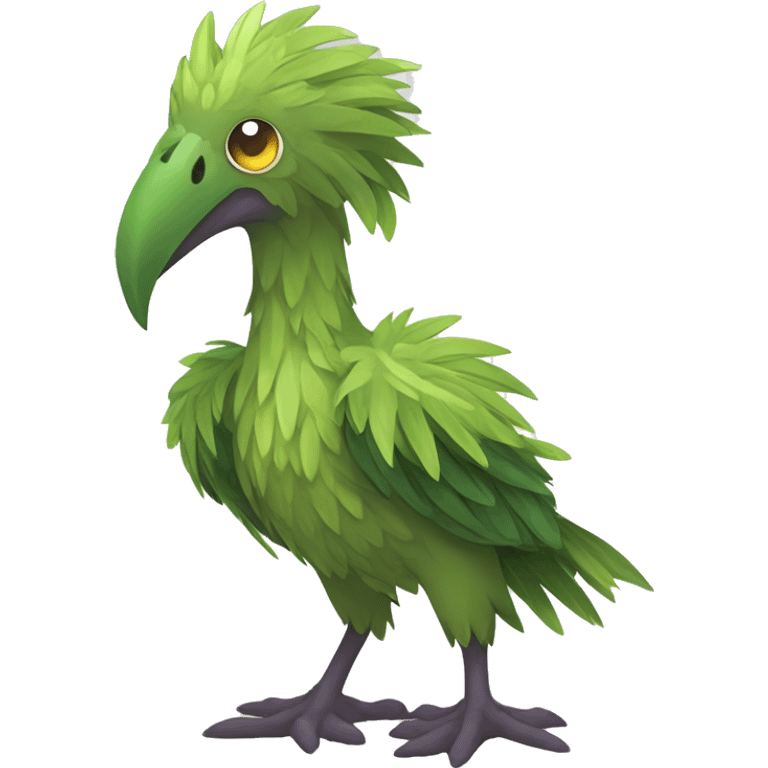 earthly muddy fresh Cool Cute Fantasy legendary swampy tree-jungle-bird plant-grass-type-Dendro-avian Fakemon full body emoji