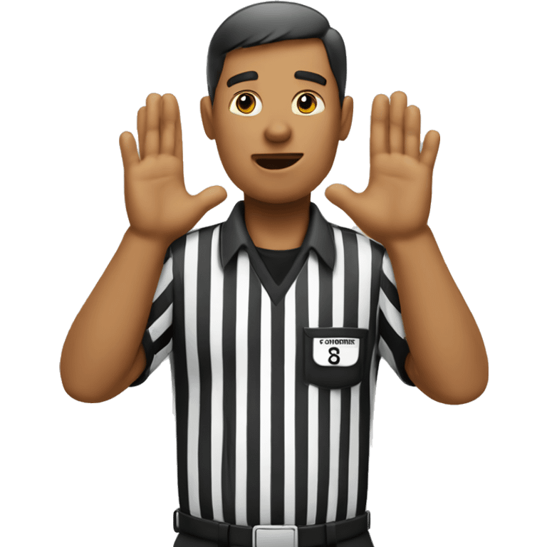 Referee calling timeout with hands emoji