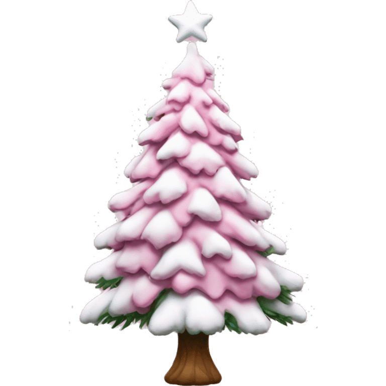 christmas tree with snow pink  emoji