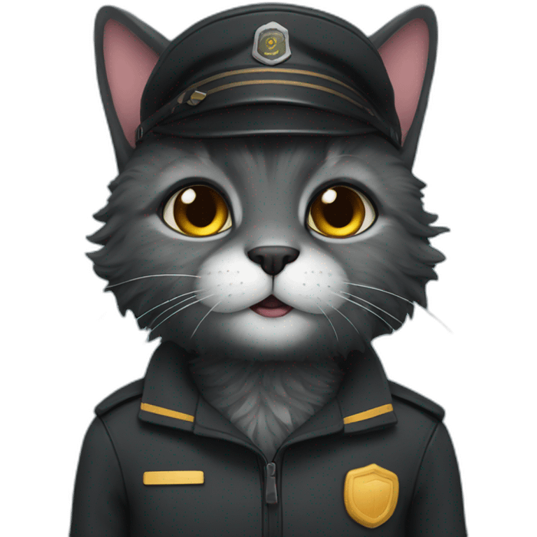 fluffy dark cat pilot emoji