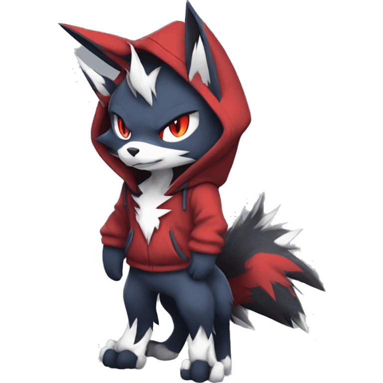 Edgy Cool Anthro Zoroark-Zangoose-Litten Fakemon Hoodie Full Body emoji