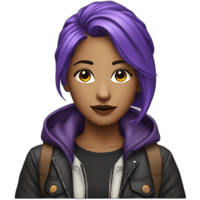 Artist girl purple hair in the jacket emoji