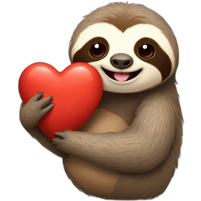 sloth holding a big heart emoji