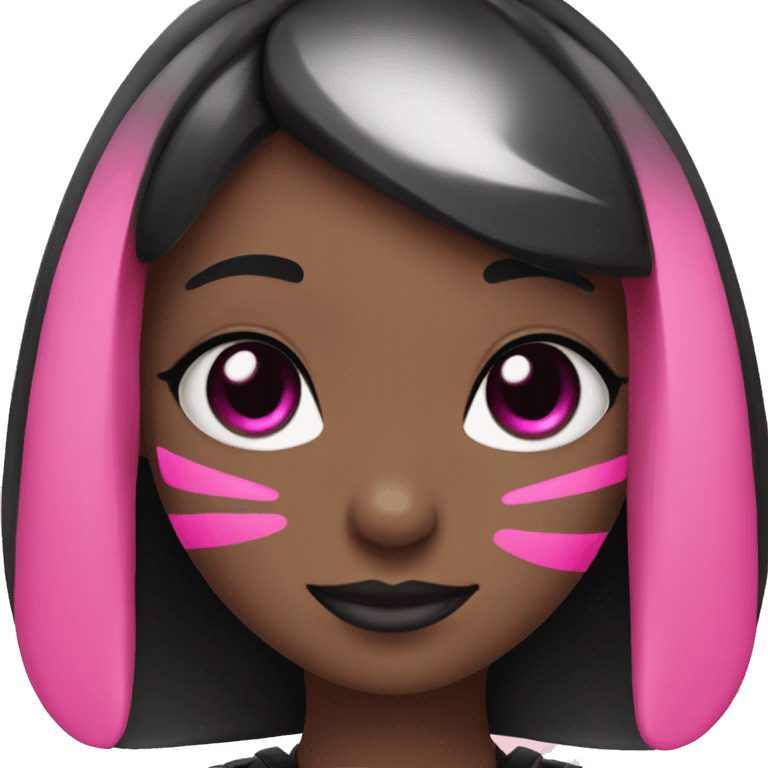 Pink and black cyber bunny emoji