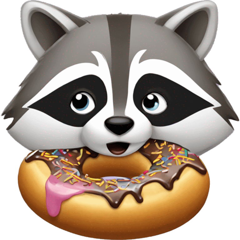 Raccoon eating donut emoji