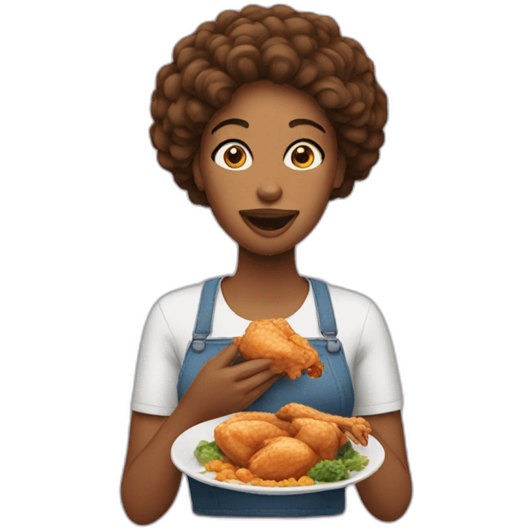 Women eat chicken emoji