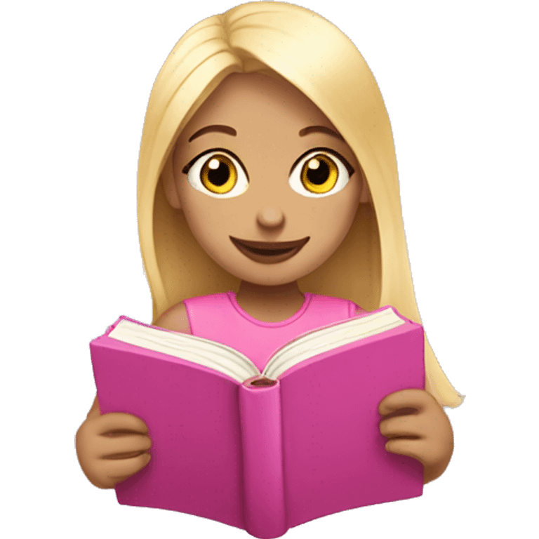 Blonde girl reading a pink book emoji