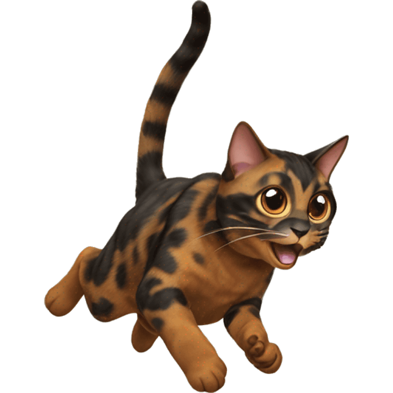 tortoiseshell cat jumping emoji