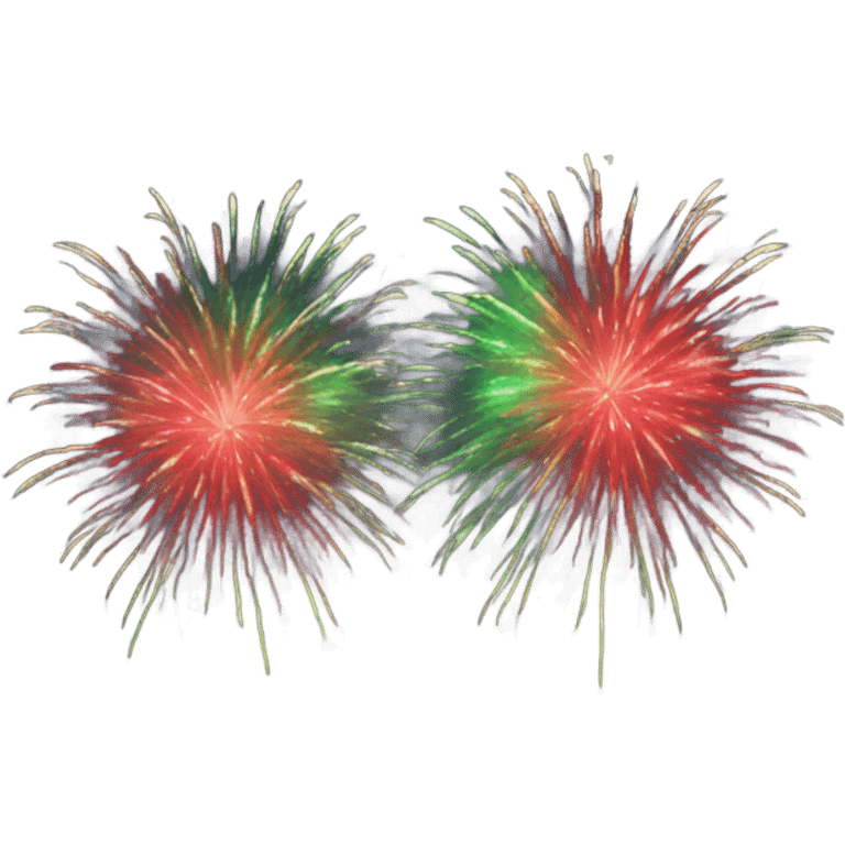 Red and green fireworks over pond emoji