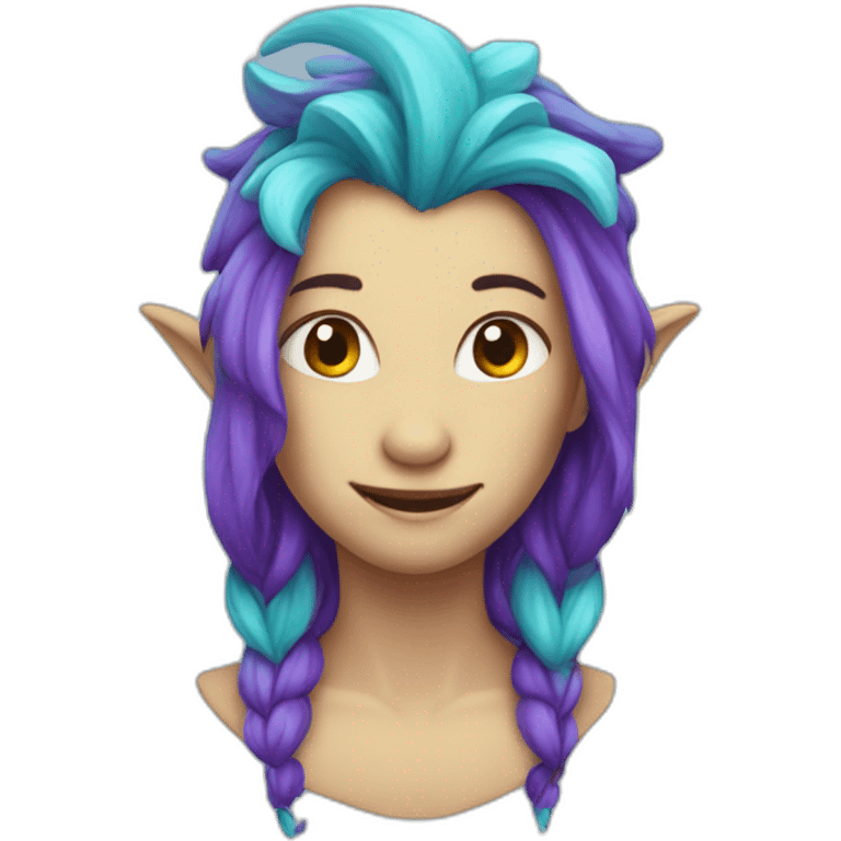 cyan dragon with purple hair emoji