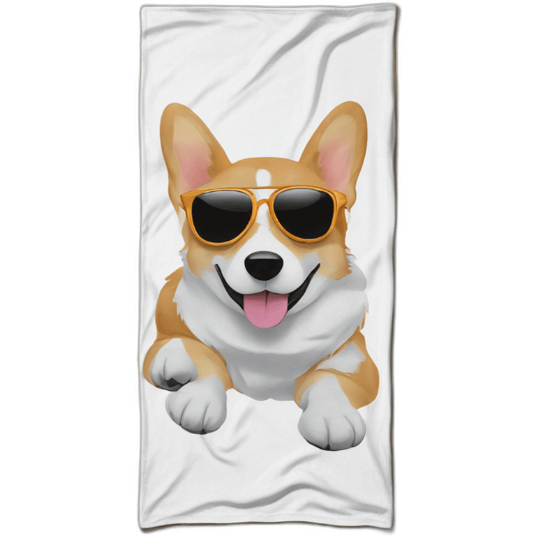 Sunbathing corgi cool beach towel sunglasses emoji