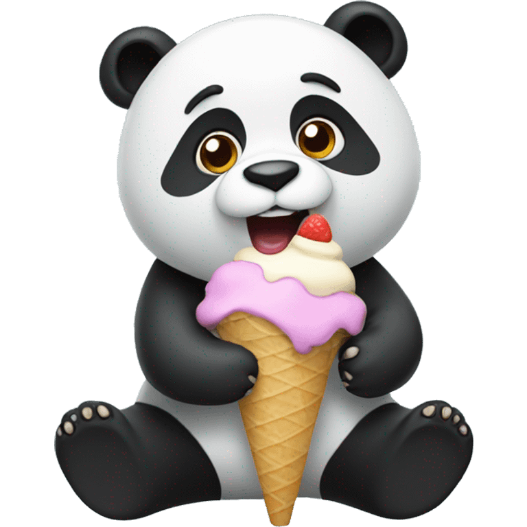 Panda eating ice cream emoji