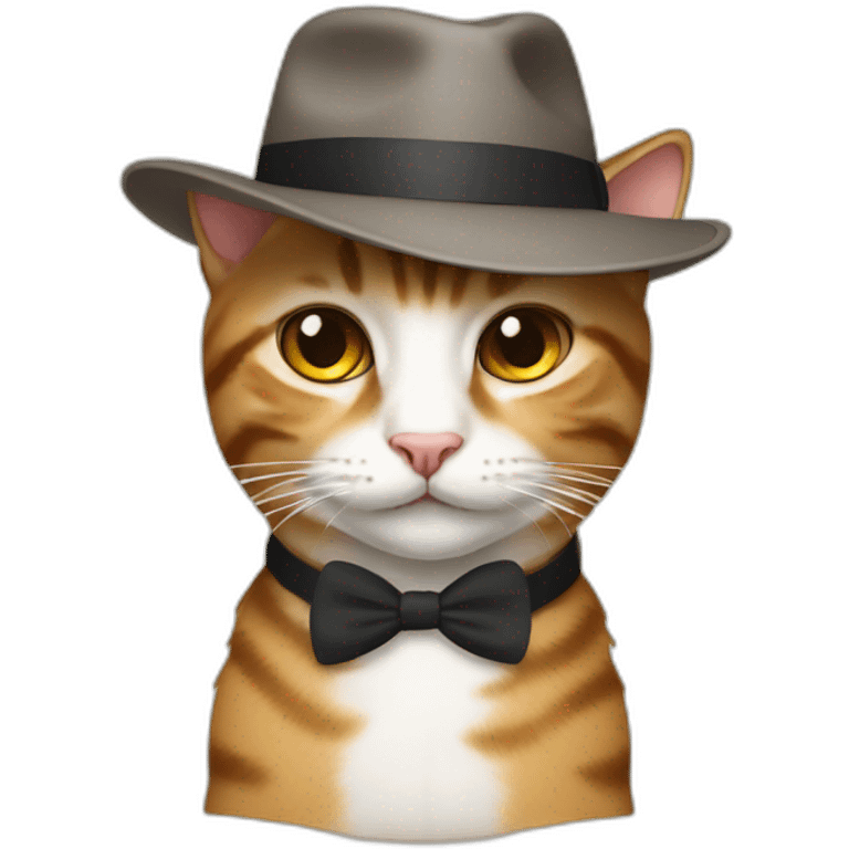 tabby cat wearing a fedora emoji