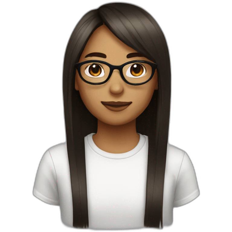 girl with bro2n straight hair and black round glasses emoji