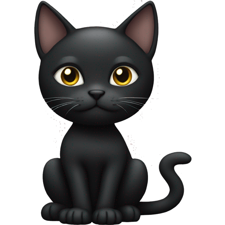 black cat with a white chest sitting emoji