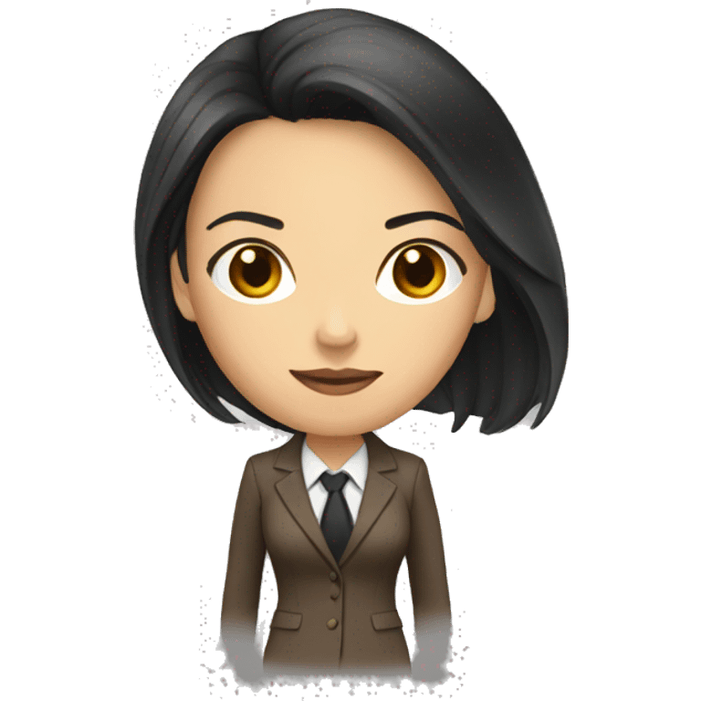 Female defense attorney with long black hair with brown suit emoji