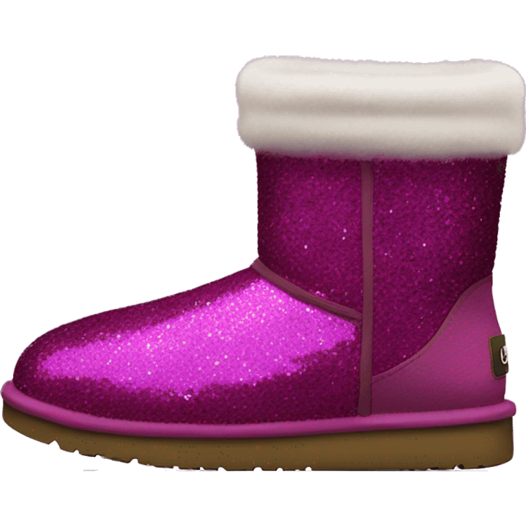 Realistic magenta glitter and fur Ugg boots. emoji