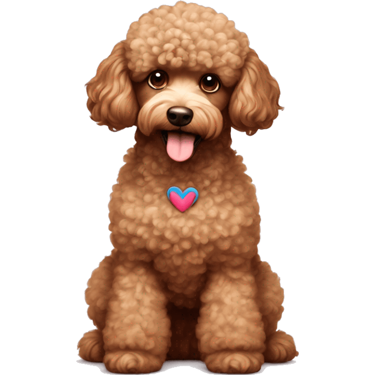 Dog poodle brown fluffy head heart shape emoji