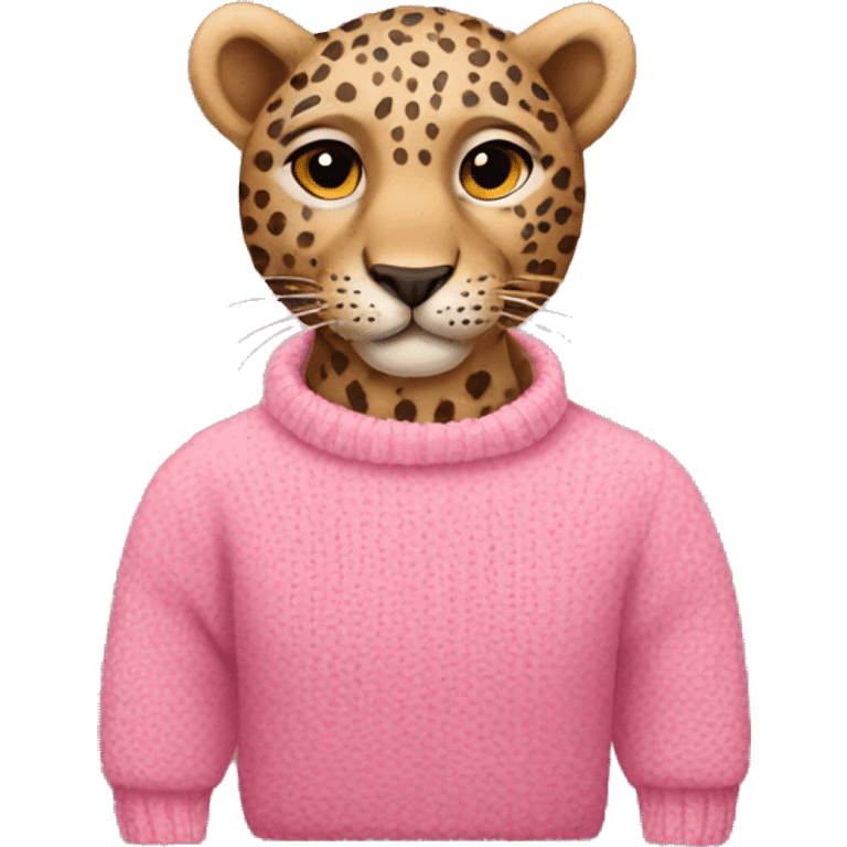 Leopard wearing a pink sweater emoji