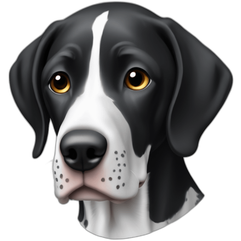 black & white german shorthair pointer, full black head, without white on the head, with white hair on the snout emoji