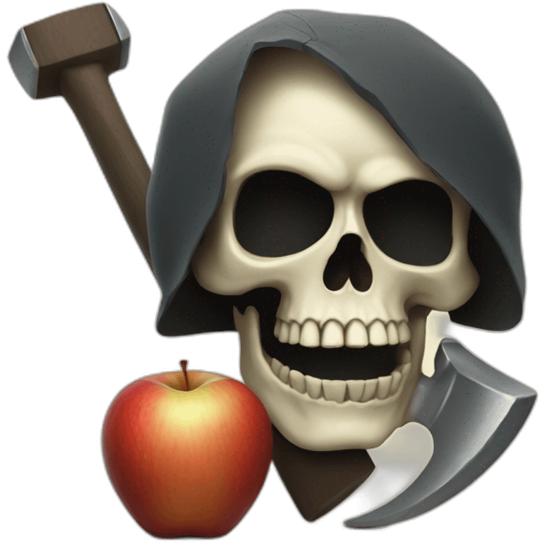 skull holding a hammer apple emoji