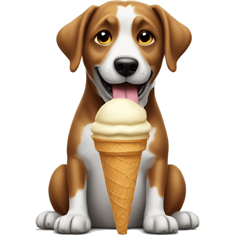 Dog holding ice cream cone emoji